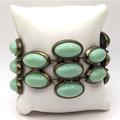 J. Crew Jewelry | J Crew Enamel Vintage Flat Bead Turquoise Blue Bangle Bracelet Antiqued Goldtone | Color: Blue | Size: Os