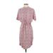 Lou & Grey Casual Dress - Shirtdress Mock Short sleeves: Pink Dresses - Women's Size X-Small