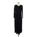 Shein Casual Dress - A-Line V-Neck Long sleeves: Black Solid Dresses - Women's Size Medium