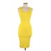 Good Time U.S.A. Los Angeles Casual Dress - Bodycon Scoop Neck Sleeveless: Yellow Solid Dresses - Women's Size Medium