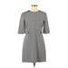 Zara Casual Dress - A-Line High Neck 3/4 sleeves: Gray Dresses - Women's Size Medium