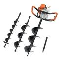 52CC 2 Stroke Auger Post Hole Digger with 3 Drills Bits 4/6/8 Inch Earth Ground Garden Borer Petrol Engine Digging Machine Auger Excavator for Fence Posts Foundations Plants