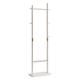 Aibiju Free Standing Coat Rack 180cm Stand with Rectangle Base with 5 Hooks, Wooden Coat Rack with hanging bar, Coat Stand for Purses, Clothes, Scarves in Bedroom, Living Room (White),YD-201