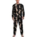 Grey Eyes Devon Rex Soft Mens Pyjamas Set Comfortable Long Sleeve Loungewear Top And Bottoms Gifts S