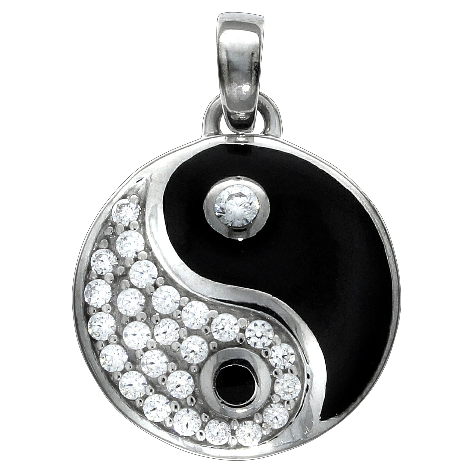 Kettenanhänger VIVANCE "925/- Sterling Silber Ying Yang", schwarz, Schmuckanhänger, Damen, one-size, Silber 925 (Sterlingsilber), 2 g, Kettenanhänger