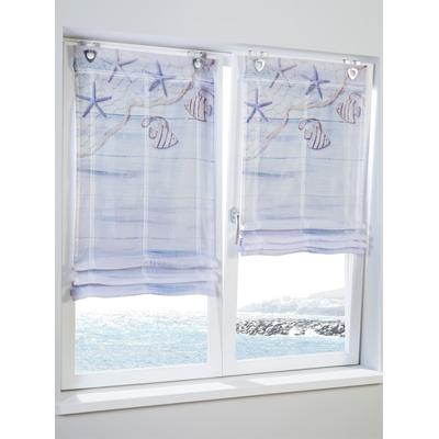 Raffrollo HEINE HOME Gr. 3, beige (natur, blau), B:80cm H:130cm, Raffrollos Image