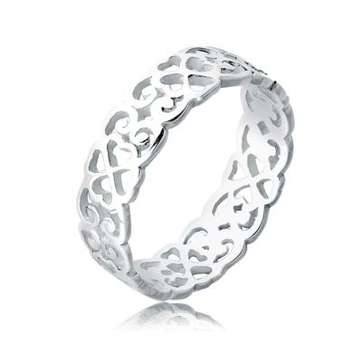 Fingerring ELLI "Herz Kleeblatt Ornament Cut Out 925 Silber" Gr. 56, silber, Fingerringe, Damen, 56mm, ohne Stein, Silbe