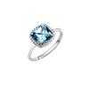 Fingerring "Weißgold 375 mit echtem Blautopas (beh.) und Zirkonia-Steinen" Gr. 18, weiß (weiß, blau), FASCINATION BY ELLEN K., Fingerringe, Damen, 018 (57,0), 2,3 ct, Gold