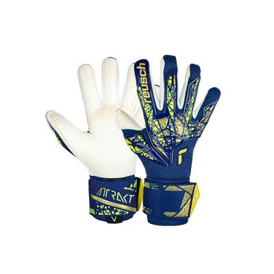 Torwarthandschuhe REUSCH "Attrakt Gold X GluePrint" Gr. 8, bunt (goldfarben, blau) Damen Handschuhe Sporthandschuhe