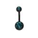 Bauchnabelpiercing ZEEME "316L Chirurgenstahl schwarz Kristall blau" Piercings schwarz (schwarz, türkis) Damen Bauchnabelpiercings