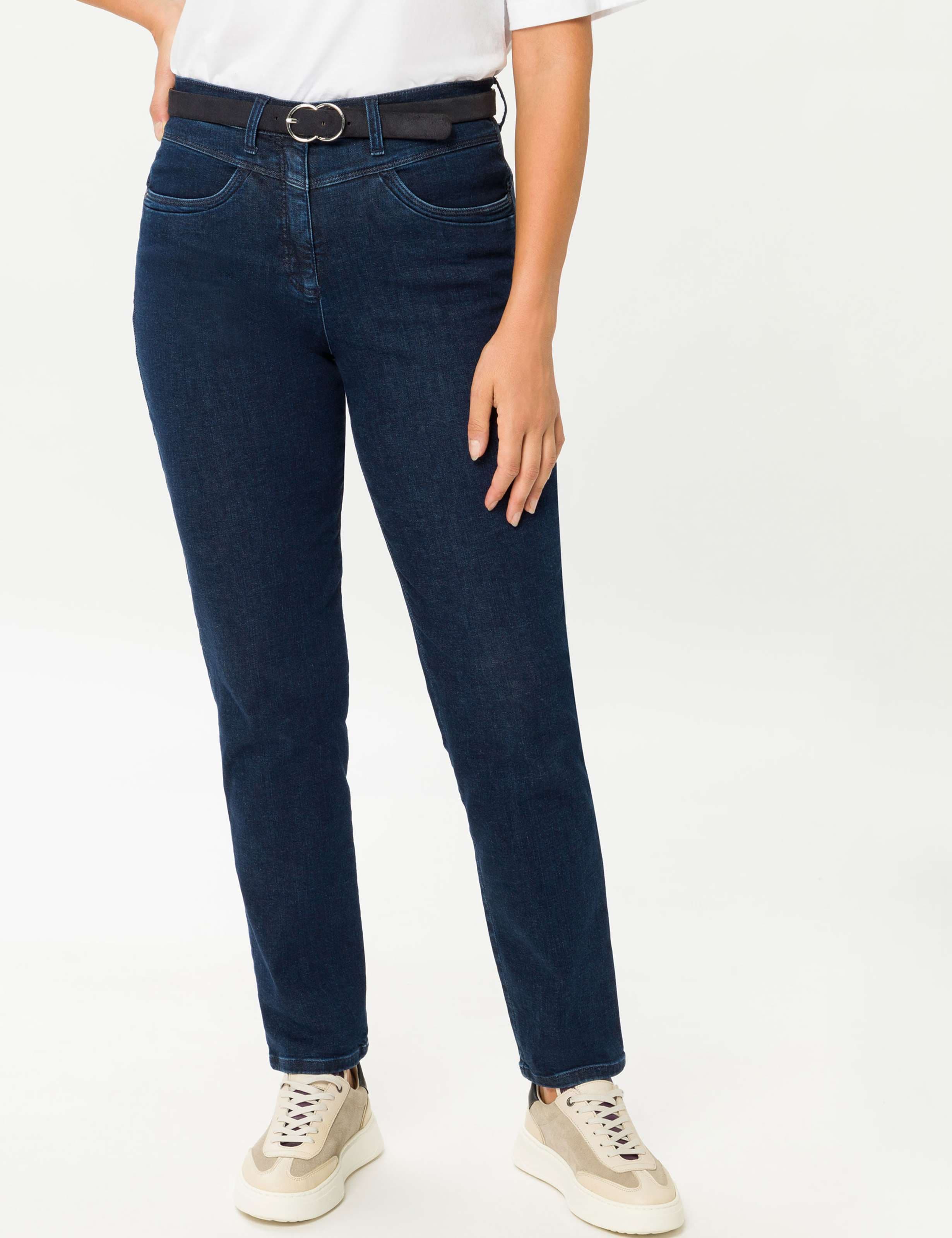 5-Pocket-Jeans RAPHAELA BY BRAX "Style CAREN NEW", Damen, Gr. 44, Normalgrößen, blau (dunkelblau), Denim/Jeans, 82% Baumwolle, 12% Lyocell, 5% Elastomultiester, 1% Elasthan, Jeans Image