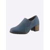 Hochfrontpumps HEINE, Damen, Gr. 40, blau, Leder, Rindsleder, Veloursleder, modisch, Schuhe