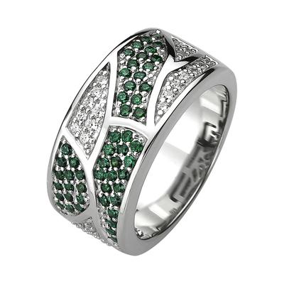 Fingerring JOBO Gr. 56, grün (grün, grün), Fingerringe, Damen, 56, Silber 925 (Sterlingsilber), 925 Silber mit 85 Zirkonia grün und weiß Image