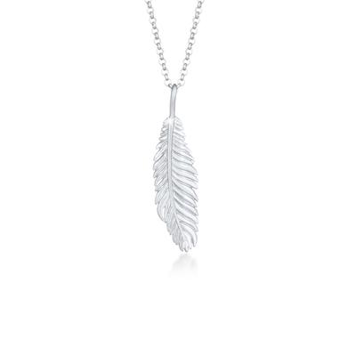 Kette mit Anhänger KUZZOI "Herren Feder Vogel 925 Silber", grau, Halsketten, Herren, 55, ohne Stein, Silber 925 (Sterlingsilber), L: 55cm Image