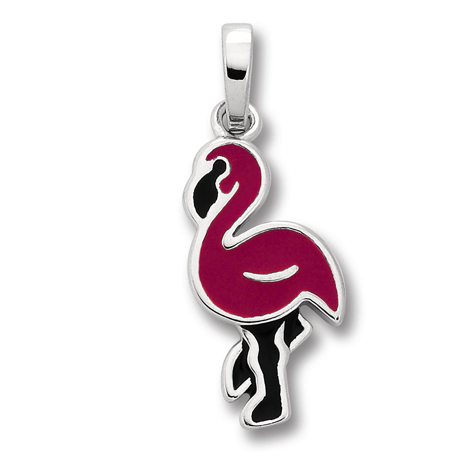 Kette mit Anhänger ONE ELEMENT "Schmuckset - Set mit Halskette Flamingo Anhänger aus 925 Silber", silber, Halsketten, Jungen, Silber 925 (Sterlingsilber)