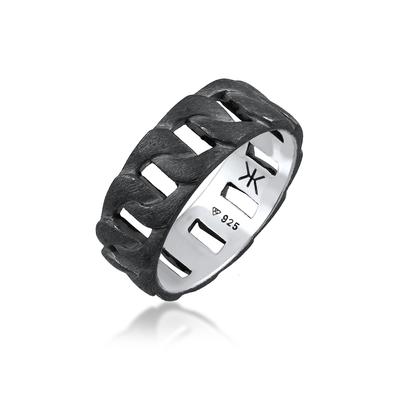 Silberring KUZZOI "Herren Chunky Chain Look Panzerglieder 925 Silber" Gr. 54, schwarz, Fingerringe, Herren, 54mm, ohne Stein, Silber 925 (Sterlingsilber), 8mm Image