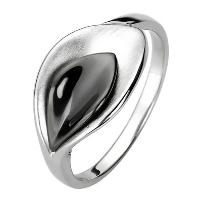 Fingerring JOBO Gr. 52, schwarz, Fingerringe, Damen, 52, Silber 925 (Sterlingsilber), 925 Silber schwarz teilrhodiniert