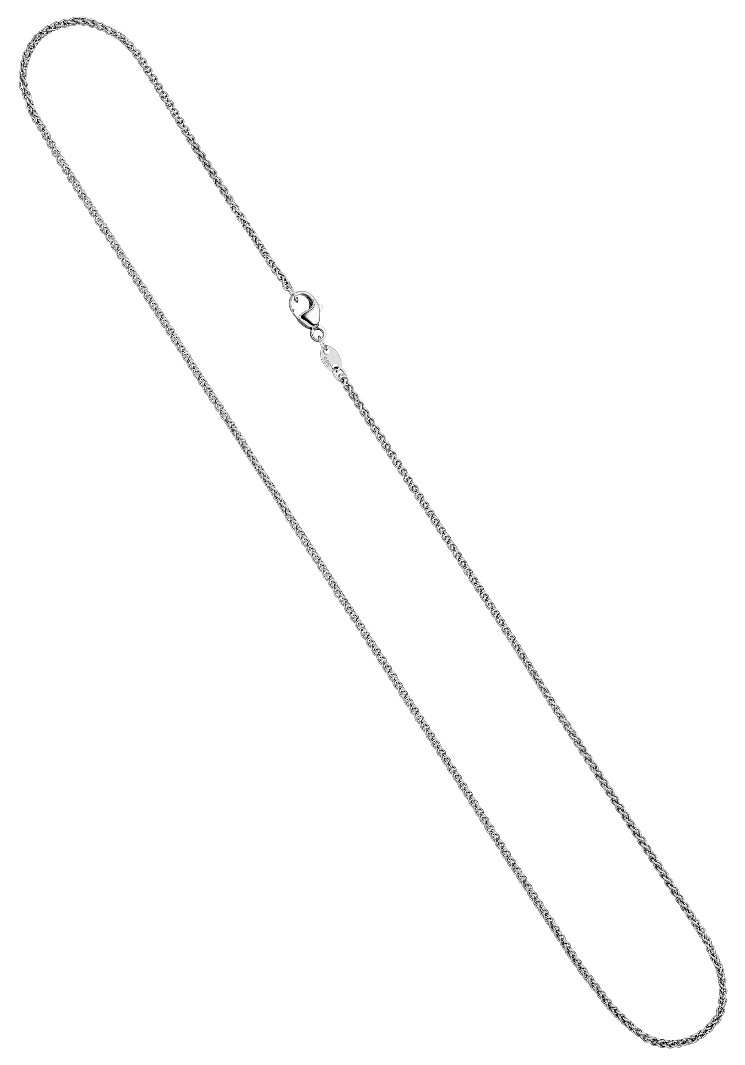 Goldkette JOBO, weiß (weißgold 585), Halsketten, Weißgold 585, L: 45, Zopfkette 585 Weißgold 1,8 mm 45 cm