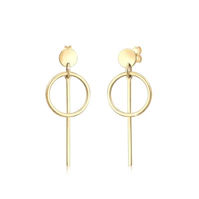 Paar Ohrhänger ELLI "Hänger Plättchen Kreis Basic 925 Silber", gold, Ohrringe, Damen, OneSize, ohne Stein, Silber 925 (Sterlingsilber) Image