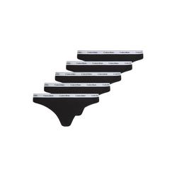 String "5 PACK THONG (LOW-RISE)", Damen, Gr. M (38), schwarz (schwarz, schwarz, schwarz, schwarz, schwarz), Jersey, Obermaterial: 90% Baumwolle, 10% Elasthan, CALVIN KLEIN UNDERWEAR, unifarben, körpernah, Unterhosen, mit Logobund
