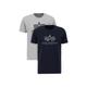 T-Shirt ALPHA INDUSTRIES "ALPHA Men - T-Shirts Basic T 2 Pack" Gr. S, blau (grey.heat, rep.blue) Herren Shirts T-Shirts