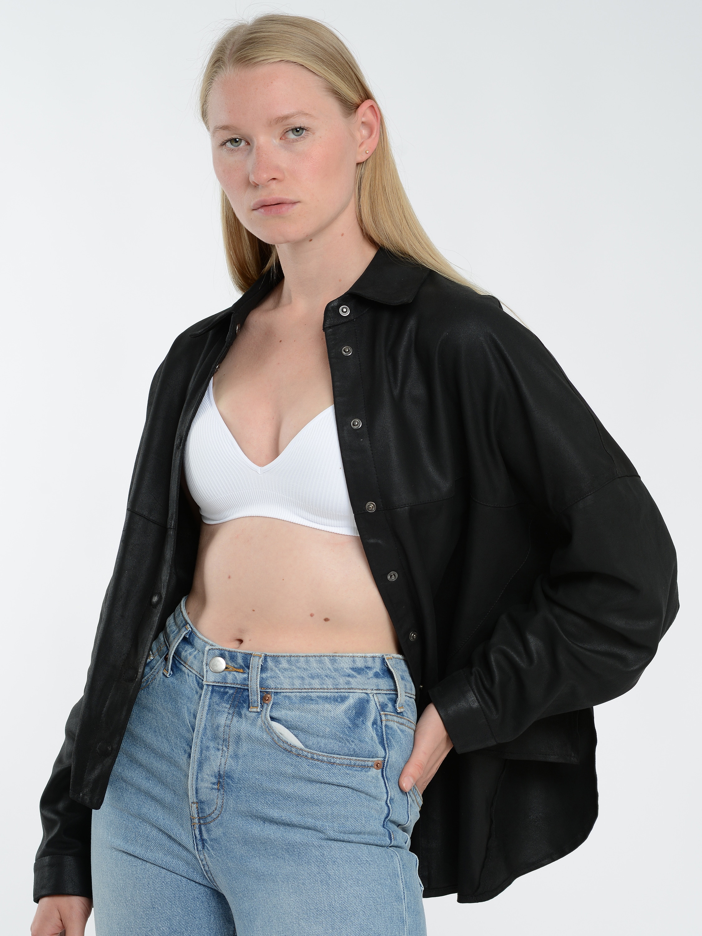 Blouson JAGGER & EVANS "42021277", Damen, Gr. L, schwarz, Obermaterial: 100% Ziegenleder, Jacken Blouson Image