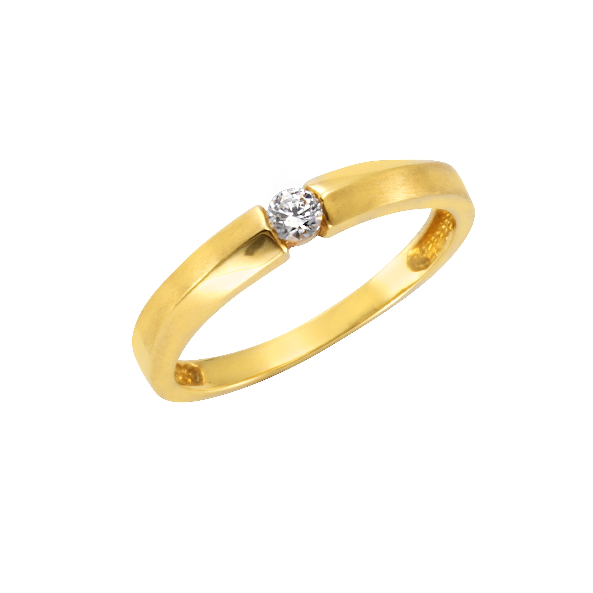 Fingerring CELESTA "375 Gold Zirkonia weiß" Gr. 18, gelb, Fingerringe, Damen, 056 (17,8), Gold, Fingerring