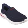 Slip-On Sneaker SKECHERS "DELSON 3.0-CABRINO", Herren, Gr. 45, blau (navy), Textil, sportlich, Schuhe, Slipper mit Slip Ins-Funktion für einen leichten Einschlupf
