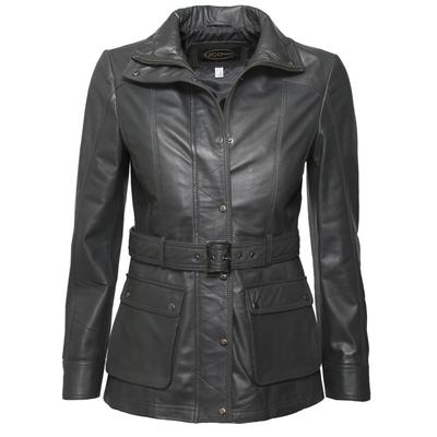 Bikerjacke JCC "R6382", Damen, Gr. 48, grau, Obermaterial: 100% Leder Lamm; Futter: 100% Polyester; Ärmelfutter: 100% Polyester, mit Knopf, Jacken Image