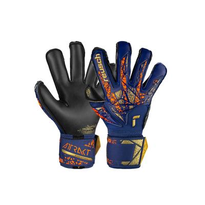 Torwarthandschuhe REUSCH "Attrakt Gold X Evolution" Gr. 11, bunt (goldfarben, blau) Damen Handschuhe Sporthandschuhe