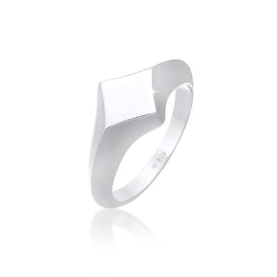 Siegelring ELLI PREMIUM "Siegelring Raute Geo Look 925 Silber" Gr. 54, silber, Fingerringe, Damen, 54mm, Silber 925 (Sterlingsilber), 2.1mm Image