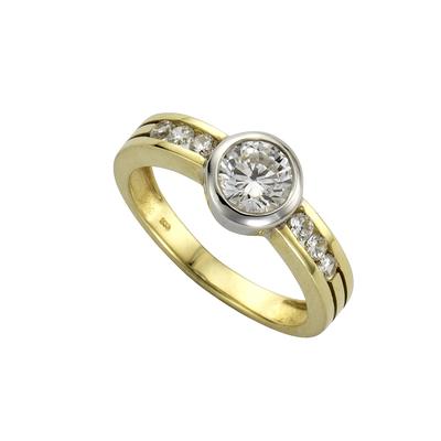 Fingerring CELESTA "375/- Gelbgold 2farbig Zirkonia" Gr. 54, gelb (gelb, weiß), Fingerringe, Damen, 054 (17,2), Gold