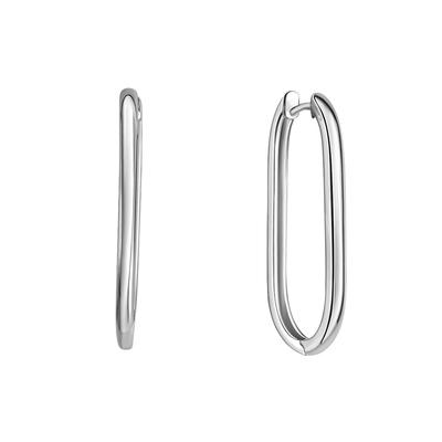 Paar Creolen ZEEME "Silber 925 rhodiniert oval 31mm lang", weiß, Ohrringe, Damen, ONE-SIZE, Silber 925 (Sterlingsilber)