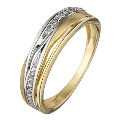 Goldring JOBO Gr. 60, gold (gelbgold 333), Fingerringe, Damen, 60, Gelbgold 333, 333 Gold bicolor mit Zirkonia