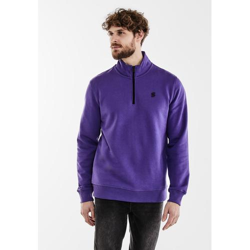 Sweatshirt STREET ONE MEN Gr. XL (54), lila (ultra violet) Herren Sweatshirts mit Stehkragen