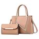 Women Handbag 2 PCS Set PU Faux Leather Top Handle Bag Designer Tote Bag Clutch Wallet Set for Ladies (Khaki, One Size)