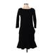 Lands' End Casual Dress - Sweater Dress: Black Dresses - Women's Size 2