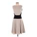 Calvin Klein Casual Dress - A-Line Crew Neck Sleeveless: Gray Color Block Dresses - Women's Size 4