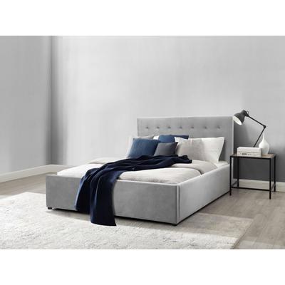 Polsterbett HOME AFFAIRE "Hamar, Knopfsteppung im Kopfteil, bis 250 KG belastbar", grau (hellgrau, hellgrau, hellgrau), B:149cm H:105cm L:217cm, 100% Polyester, Betten, in verschiedenen Größen und Stoffen und Farben Image