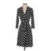 Liz Claiborne Casual Dress - Wrap: Black Houndstooth Dresses - Women's Size Small