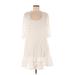 Zara Casual Dress - DropWaist Scoop Neck 3/4 sleeves: Ivory Print Dresses - Women's Size Medium