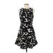 Banana Republic Casual Dress - Fit & Flare: Black Floral Motif Dresses - Women's Size 2 Petite