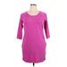 MICHAEL Michael Kors Casual Dress - Shift Scoop Neck 3/4 sleeves: Pink Solid Dresses - Women's Size X-Large