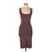 Forever 21 Casual Dress - Bodycon Scoop Neck Sleeveless: Brown Print Dresses - Women's Size Large