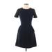 Madewell Casual Dress - Mini High Neck Short sleeves: Blue Print Dresses - Women's Size 2