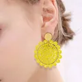 Boucles d'Oreilles en Perles de Riz Accessoire de Tournesol Jaune Amissié Originalité Mode