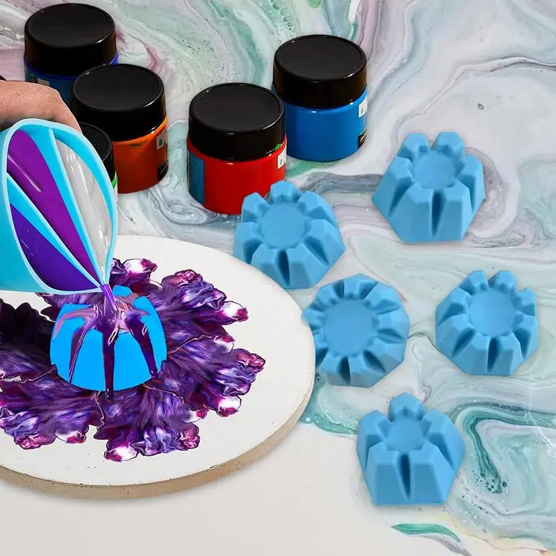 Tasse à verser de fleurs pour verser la peinture, 5/6/7/8/9/10 fentes, outils de peinture acrylique, fournitures de peinture fluide, fournitures d'art pour bricolage, 6 pièces/ensemble