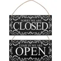 Enseigne en bois naturel Open and Closed PRBusiness plaque "Come in We're Open Sorry We're Closed"