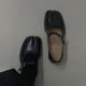 Mocassins en cuir fendu pour femmes chaussures noires chaussures Mary Janes appartements Tabis
