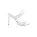 Lulus Heels: Slide Stilleto Cocktail Party White Print Shoes - Women's Size 8 - Open Toe